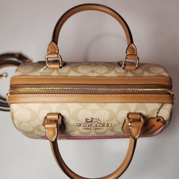 NWT Coach CH168 Rowan Satchel In Signature Canvas Trompe L'oeil Print Khaki - Picture 6 of 7